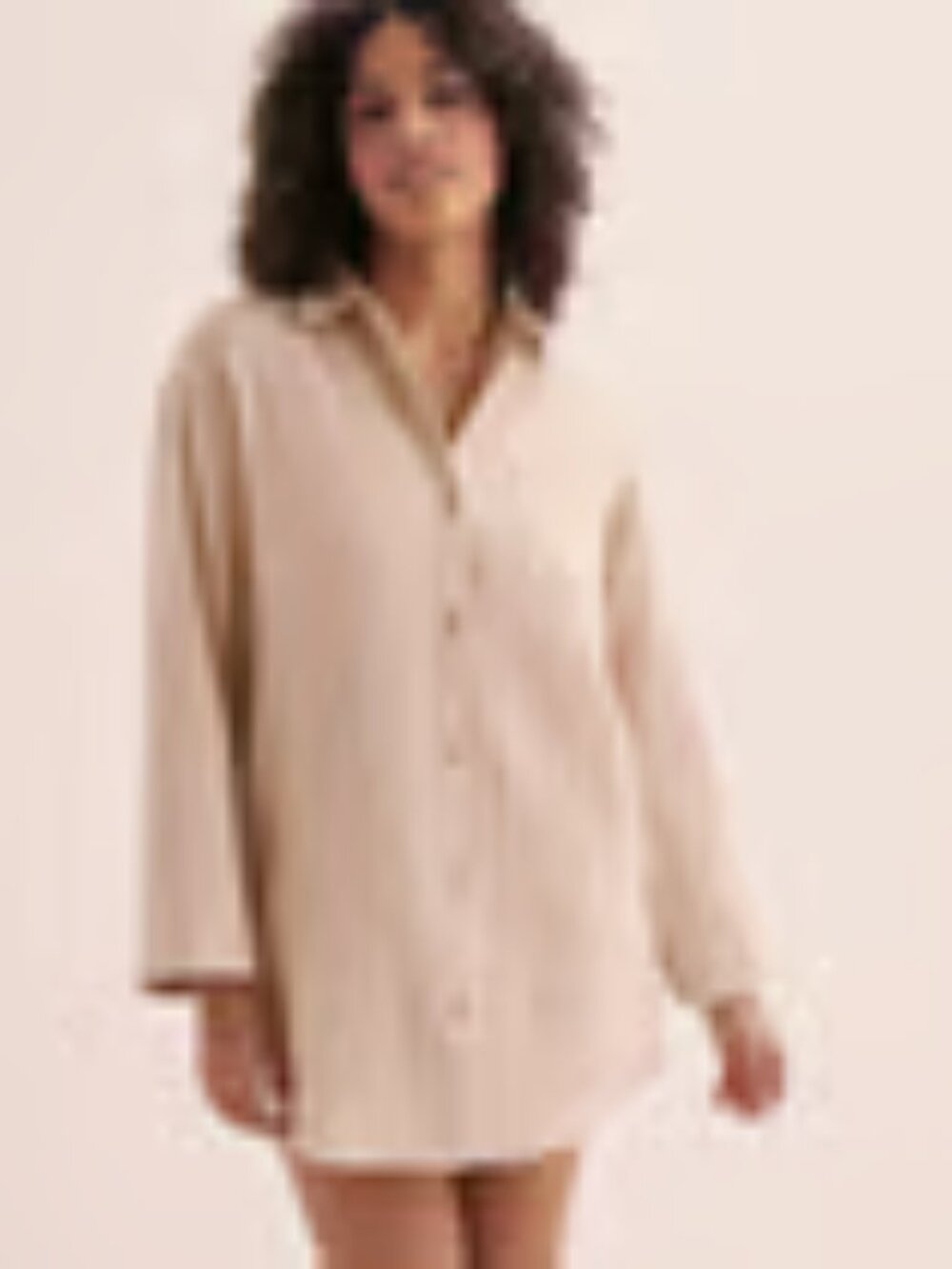 BNWT OFF THE BEACH Textured Cotton Shirt, Oxford Beige, Large